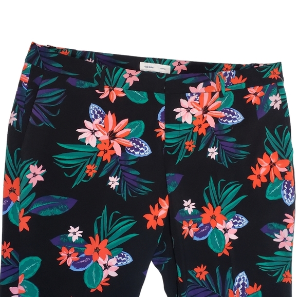 Old Navy Harper Ankle Pants Size 24 Floral Print Wrinkle Free Colorful Workwear - Picture 4 of 14